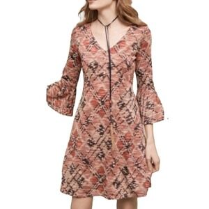 Anthropologie Maeve Erina Bell Sleeve Knit Fit and Flare Swing Dress Small